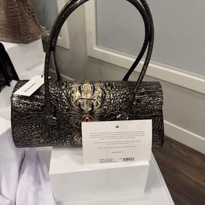 Brahmin Dayan Onyx Melbourne Crocodile Embossed Satchel Authentic/NWT